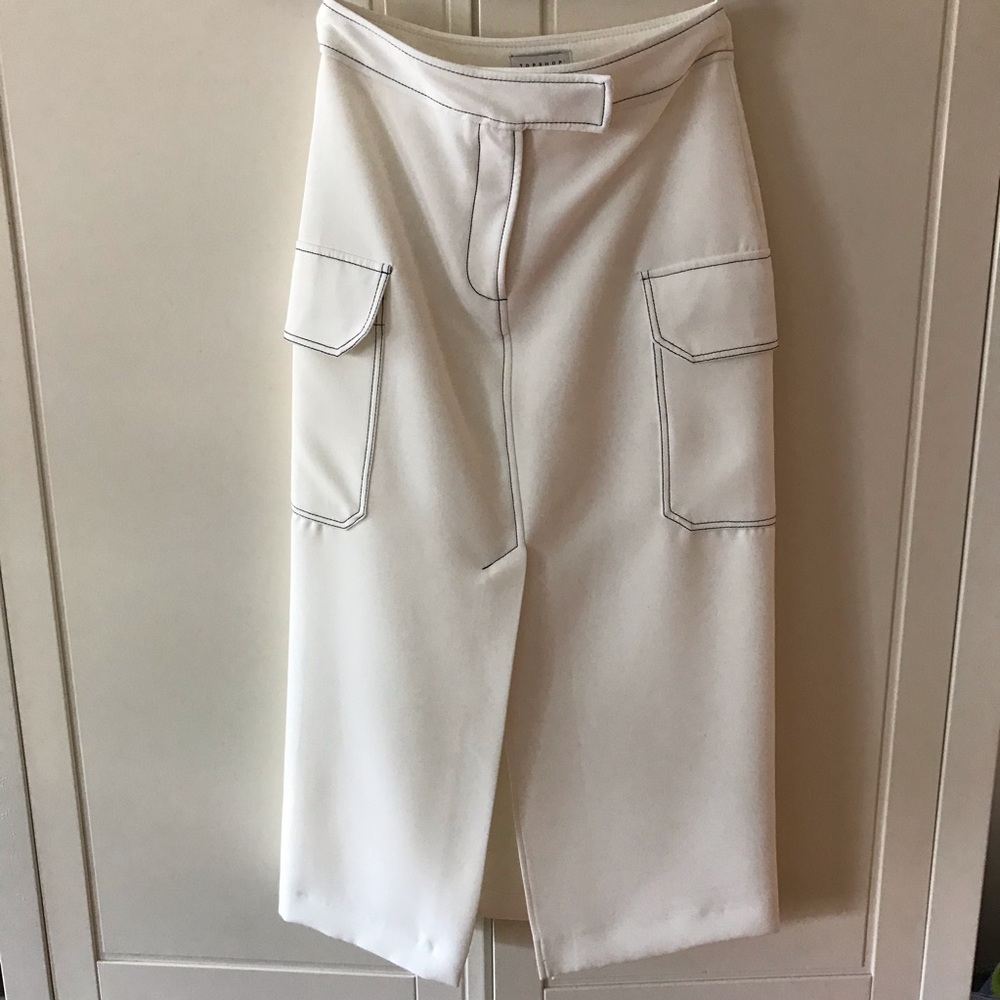 TOPSHOP Ivory split utility midi skirt
